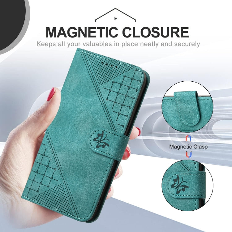 For Huawei Pura 70 Pro / 70 Pro+ YX0080 Grid Butterfly Embossed Pattern Flip Leather Phone Case with Lanyard(Light Blue) - Huawei Cases by PMC Jewellery | Online Shopping South Africa | PMC Jewellery | Buy Now Pay Later Mobicred