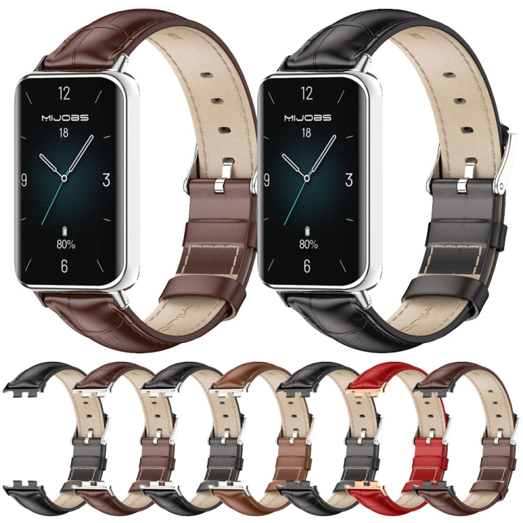For Honor Band 10 / 9 MIJOBS Cowhide Leather Watch Band(Black) - Watch Bands by MIJOBS | Online Shopping South Africa | PMc TechLife | Buy Now Pay Later Mobicred