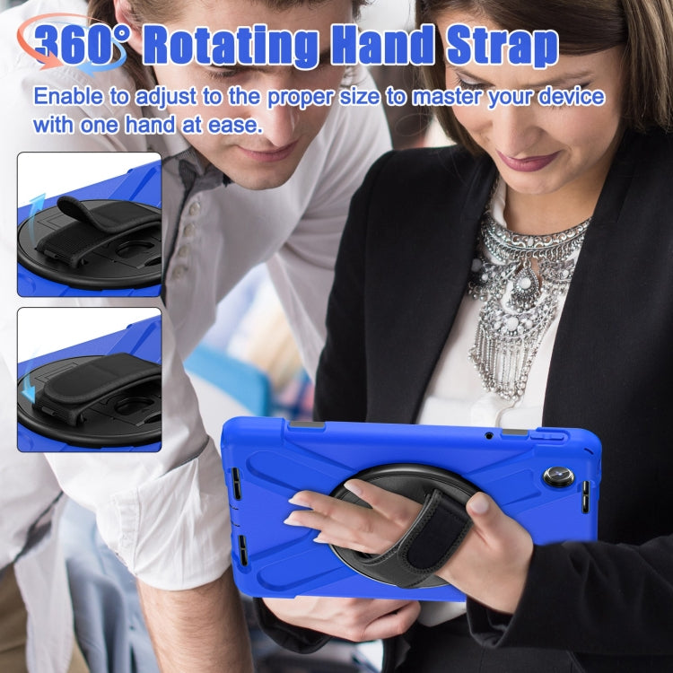For Lenovo Tab M11 /Xiaoxin Pad 11 2024 Rotatable Holder Silicone Hybrid PC Tablet Case with Shoulder Strap(Blue) - free shipping - PMC Jewellery - Order now!