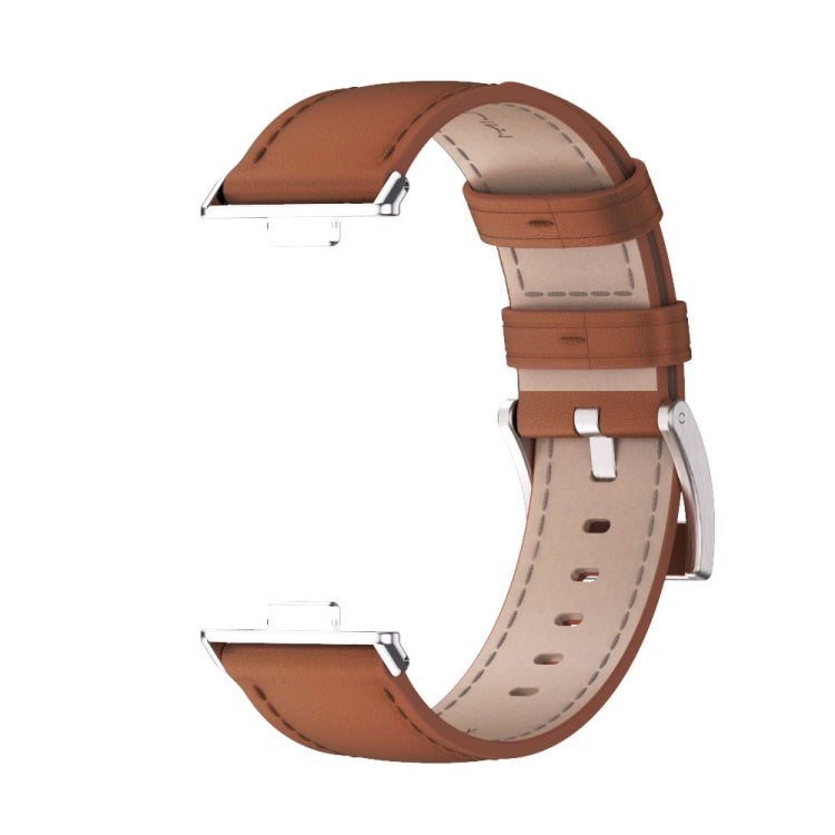 For Huawei Watch Fit3 MIJOBS Genuine Leather Watch Band(Brown Silver) - free shipping - PMc TechLife - Order now!