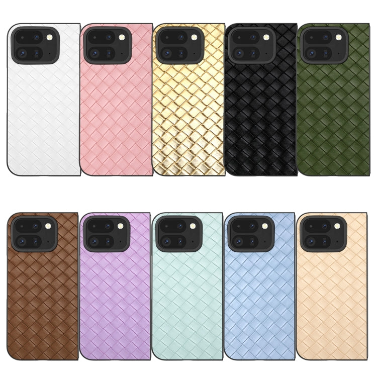 For Google Pixel 9 Pro Fold Black Frame Woven Texture PU Phone Case(Black) - Google Cases by PMC TechLife | Online Shopping South Africa | PMC TechLife | Buy Now Pay Later Mobicred