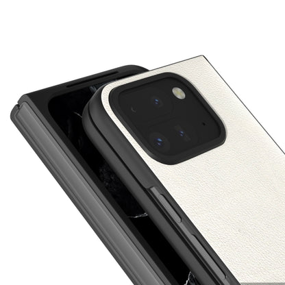 For Google Pixel 9 Pro Fold ABEEL Genuine Leather Wave Black Edge Phone Case(Grey) - Google Cases by PMC Jewellery | Online Shopping South Africa | PMC Jewellery | Buy Now Pay Later Mobicred