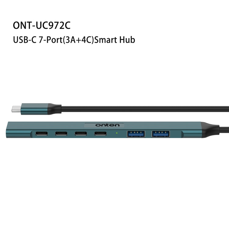 Onten UC972C 7 in 1 USB-C / Type-C to USB3.0 + USB2.0x2 + Type-Cx4 HUB Docking Station(Pine Green) - USB HUB by Onten | Online Shopping South Africa | PMC TechLife | Buy Now Pay Later Mobicred
