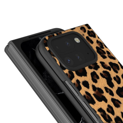 For Google Pixel 9 Pro Fold Black Frame Leopard Full Coverage Phone Case(Golden Leopard) - Google Cases by PMC Jewellery | Online Shopping South Africa | PMC Jewellery | Buy Now Pay Later Mobicred