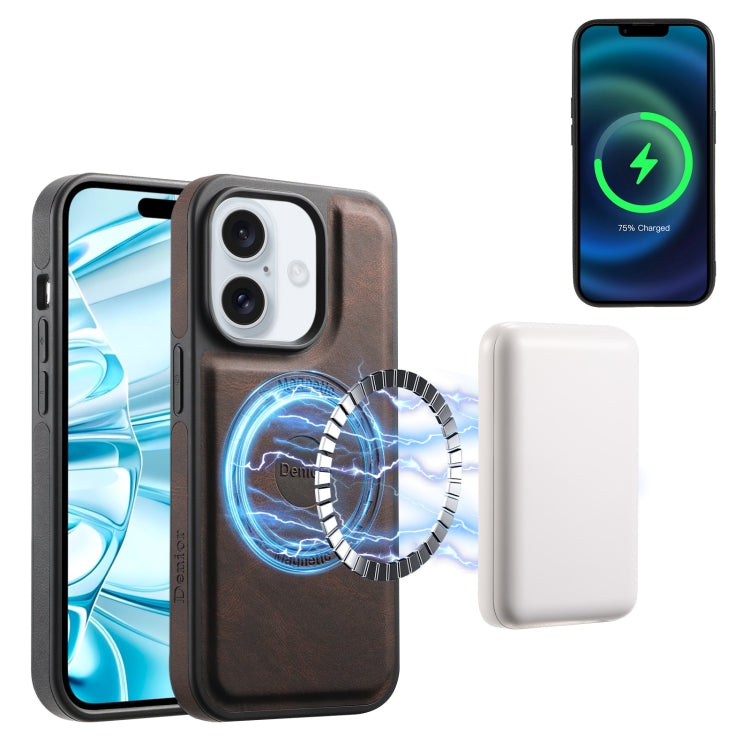For iPhone 16 Denior A13 Skin Feel MagSafe Phone Case(Brown) - free shipping - PMC Jewellery - Order now!