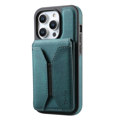 For iPhone 16 Pro Max Denior D17 Skin Feel MagSafe Detachable Card Slot Phone Case(Blue) - iPhone 16 Pro Max Cases by Denior | Online Shopping South Africa | PMC Jewellery | Buy Now Pay Later Mobicred