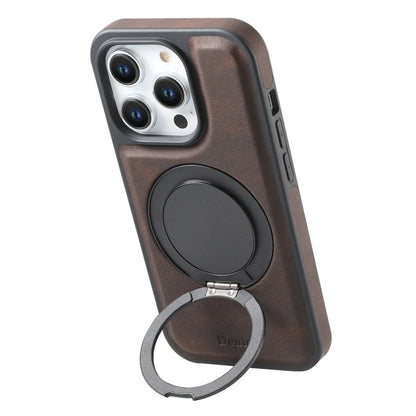 For iPhone 15 Pro Max Denior A14 Skin Feel Rotating Holder MagSafe Phone Case(Brown) - iPhone 15 Pro Max Cases by Denior | Online Shopping South Africa | PMC Jewellery | Buy Now Pay Later Mobicred