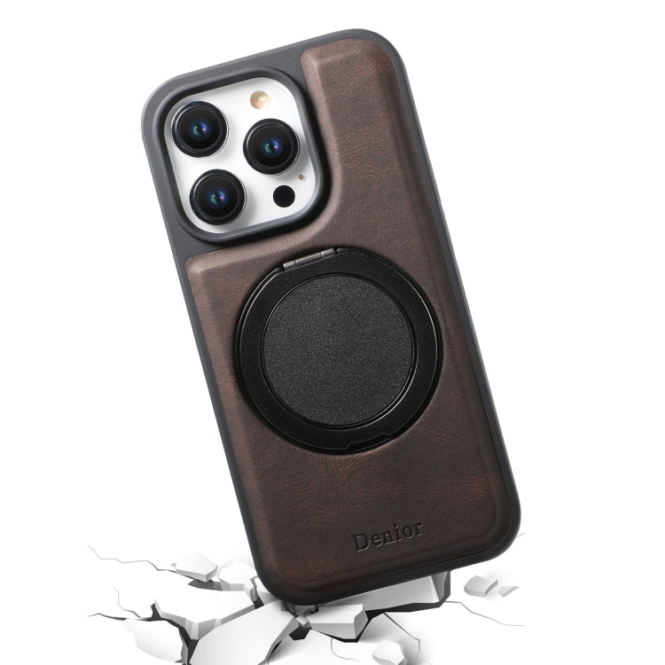 For iPhone 16 Denior A14 Skin Feel Rotating Holder MagSafe Phone Case(Brown) - iPhone 16 Cases by Denior | Online Shopping South Africa | PMC TechLife | Buy Now Pay Later Mobicred