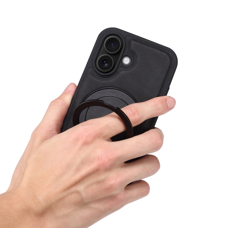 For iPhone 16 Plus Denior A14 Skin Feel Rotating Holder MagSafe Phone Case(Black) - free shipping - PMC TechLife - Order now!