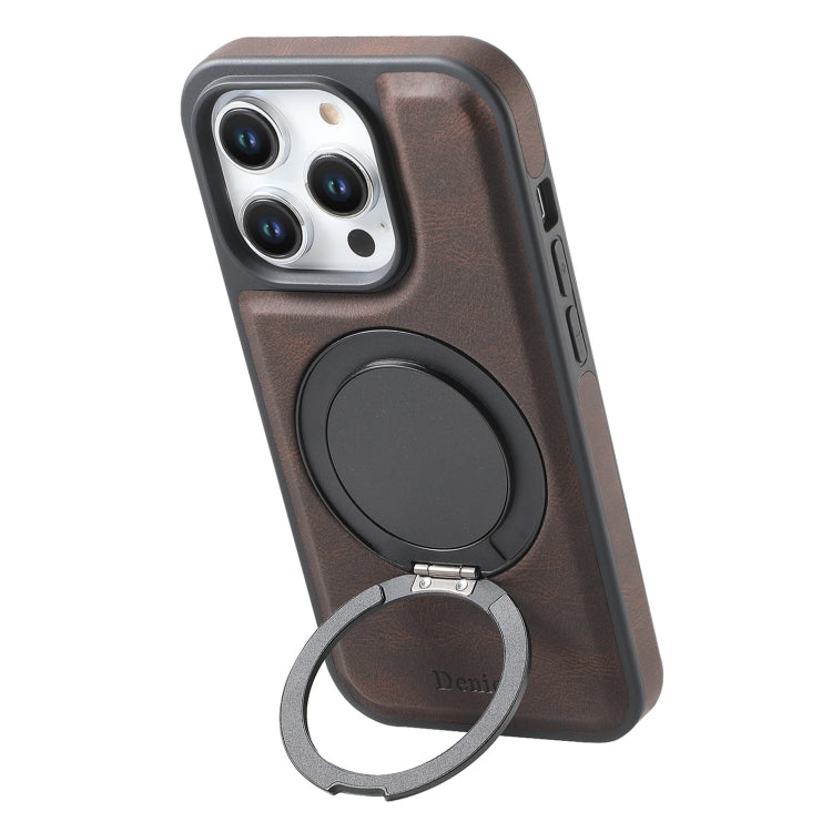 For iPhone 16 Pro Max Denior A14 Skin Feel Rotating Holder MagSafe Phone Case(Brown) - iPhone 16 Pro Max Cases by Denior | Online Shopping South Africa | PMC TechLife | Buy Now Pay Later Mobicred