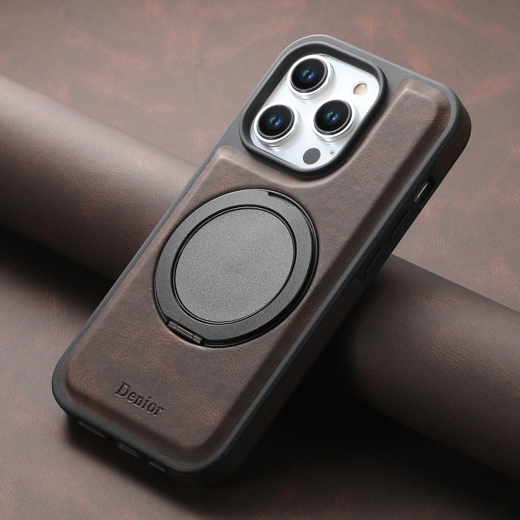 For iPhone 16 Pro Max Denior A14 Skin Feel Rotating Holder MagSafe Phone Case(Brown) - iPhone 16 Pro Max Cases by Denior | Online Shopping South Africa | PMC TechLife | Buy Now Pay Later Mobicred