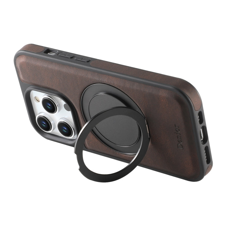 For iPhone 16 Pro Max Denior A14 Skin Feel Rotating Holder MagSafe Phone Case(Brown) - iPhone 16 Pro Max Cases by Denior | Online Shopping South Africa | PMC TechLife | Buy Now Pay Later Mobicred