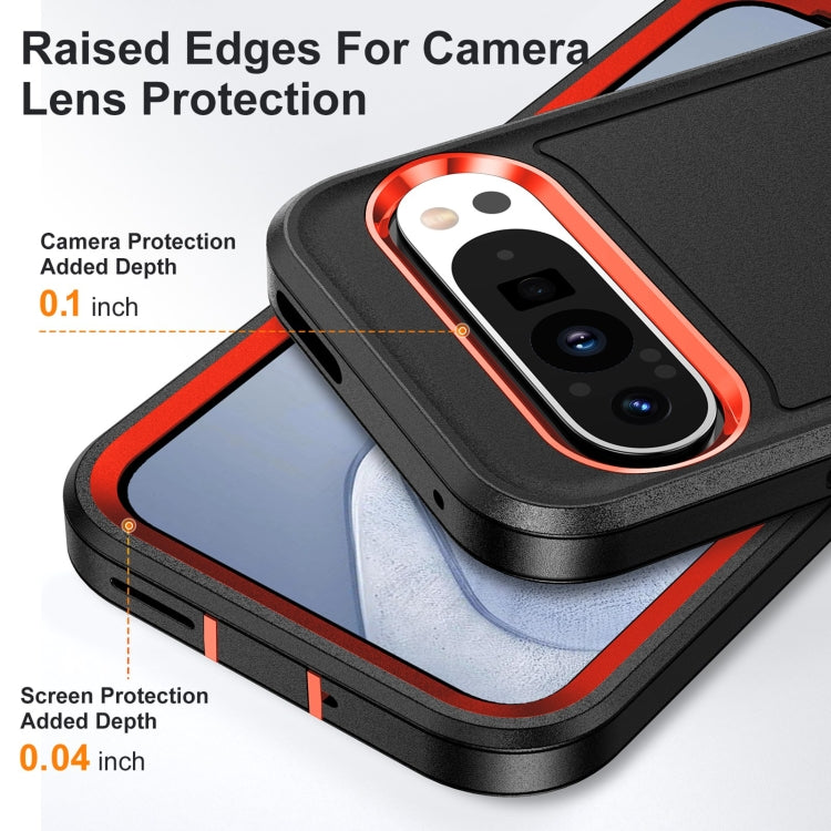 For Google Pixel 9 Pro Rugged PC + Silicone Phone Case with Holder(Black+Orange) - Google Cases by PMC TechLife | Online Shopping South Africa | PMC TechLife | Buy Now Pay Later Mobicred