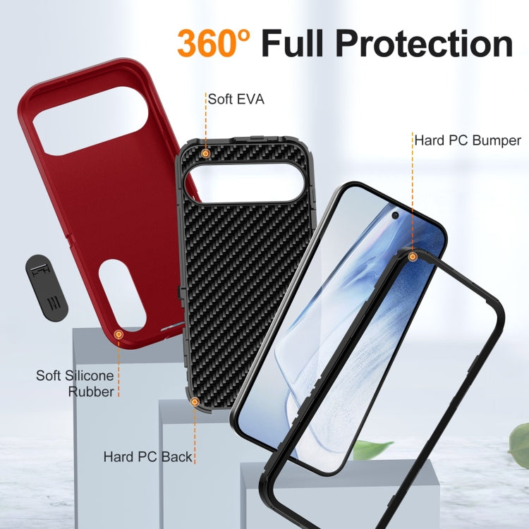 For Google Pixel 9 Pro Rugged PC + Silicone Phone Case with Holder(Red+Black) - Google Cases by PMC Jewellery | Online Shopping South Africa | PMC Jewellery | Buy Now Pay Later Mobicred