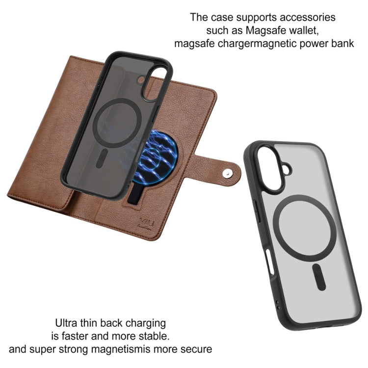 For iPhone 16 ViLi GVS Series MagSafe Magnetic RFID Leather Phone Case(Brown) - iPhone 16 Cases by ViLi | Online Shopping South Africa | PMC Jewellery | Buy Now Pay Later Mobicred