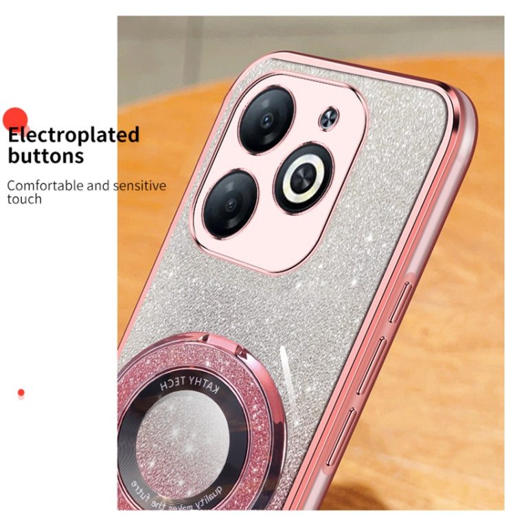 For Tecno Spark Go 2024 Plated Gradient Glitter Round Holder TPU Phone Case(Pink) - Tecno Cases by PMC Jewellery | Online Shopping South Africa | PMC Jewellery | Buy Now Pay Later Mobicred
