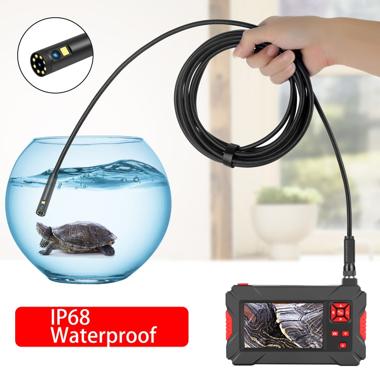 P30 8mm 1080P IP68 Waterproof 4.3 inch Screen Dual Camera Digital Endoscope, Length:10m Hard Cable(Black) -  by PMC Jewellery | Online Shopping South Africa | PMC Jewellery | Buy Now Pay Later Mobicred