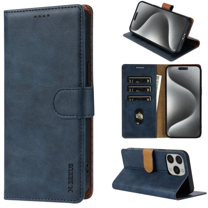 For iPhone 16 Pro Max N.BEKUS CSJ-P1 Solid Color Leather Phone Case(Blue) - iPhone 16 Pro Max Cases by N.BEKUS | Online Shopping South Africa | PMC Jewellery | Buy Now Pay Later Mobicred