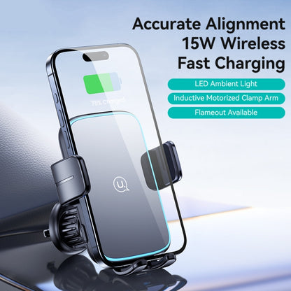 USAMS CD230 15W Accurate Aligment Wireless Charging Car Phone Holder with Suction Cup(Black) - Wireless Charger Holders by USAMS | Online Shopping South Africa | PMC Jewellery | Buy Now Pay Later Mobicred