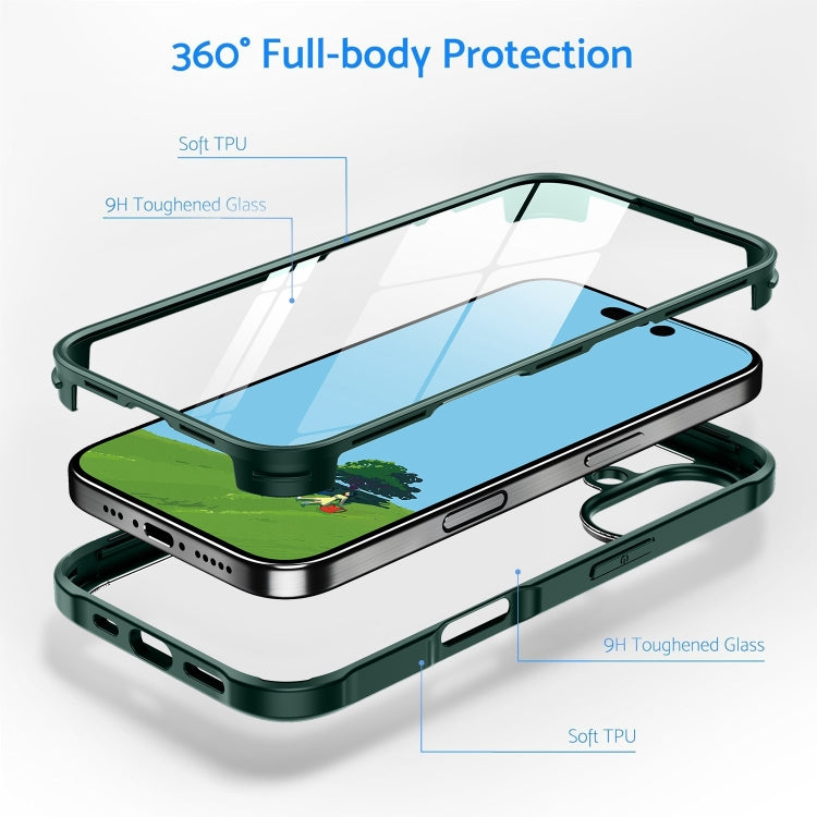 For iPhone 16 Pro Max Double-sided Plastic Glass Phone Protective Case(Dark Green) - iPhone 16 Pro Max Cases by PMC TechLife | Online Shopping South Africa | PMC TechLife | Buy Now Pay Later Mobicred