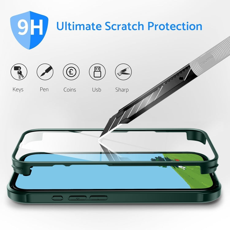 For iPhone 16 Pro Max Double-sided Plastic Glass Phone Protective Case(Dark Green) - iPhone 16 Pro Max Cases by PMC TechLife | Online Shopping South Africa | PMC TechLife | Buy Now Pay Later Mobicred