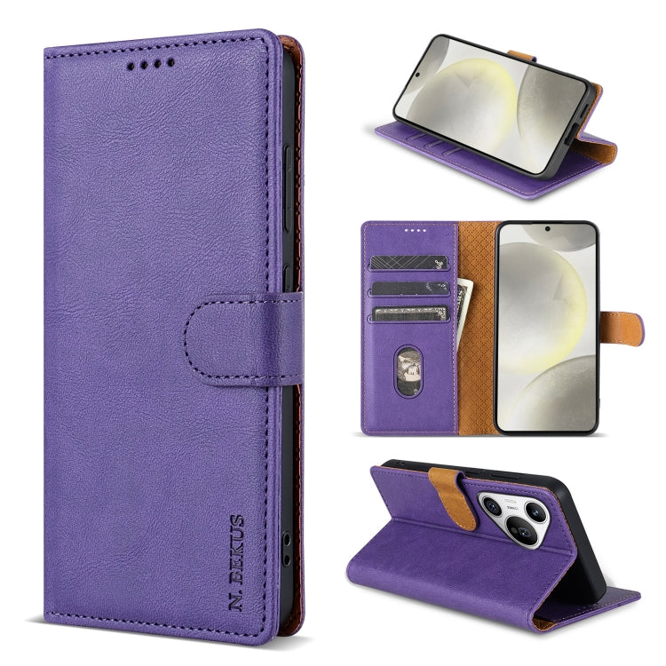 For Huawei Pura 70 N.BEKUS CSJ-P1 Solid Color Leather Phone Case(Purple) - Huawei Cases by N.BEKUS | Online Shopping South Africa | PMC Jewellery | Buy Now Pay Later Mobicred