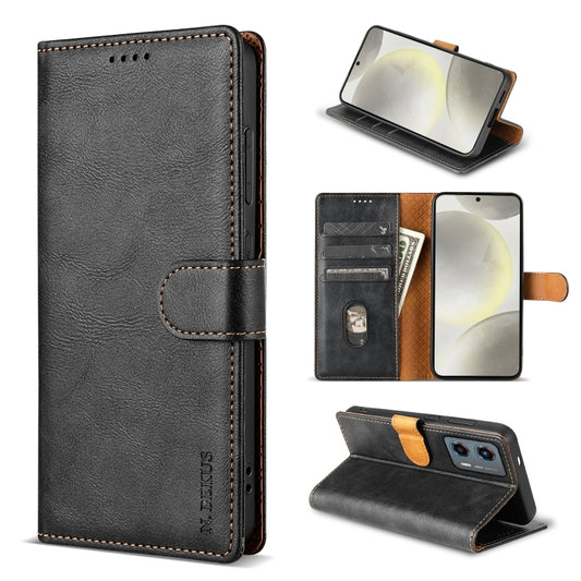 For Motorola Moto G 5G 2024 N.BEKUS CSJ-P1 Solid Color Leather Phone Case(Black) - Motorola Cases by N.BEKUS | Online Shopping South Africa | PMC Jewellery | Buy Now Pay Later Mobicred