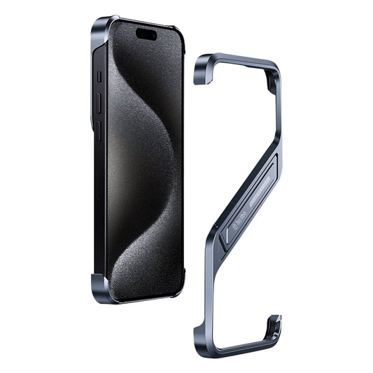 For iPhone 15 Pro Max S-shaped Stand Frameless Metal Phone Case(Grey) - iPhone 15 Pro Max Cases by PMC Jewellery | Online Shopping South Africa | PMC Jewellery | Buy Now Pay Later Mobicred