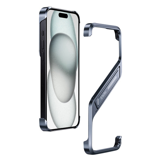 For iPhone 15 S-shaped Stand Frameless Metal Phone Case(Grey) - iPhone 15 Cases by PMC Jewellery | Online Shopping South Africa | PMC Jewellery | Buy Now Pay Later Mobicred