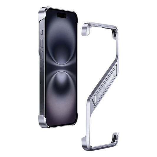 For iPhone 16 S-shaped Stand Frameless Metal Phone Case(Silver) - iPhone 16 Cases by PMC Jewellery | Online Shopping South Africa | PMC Jewellery | Buy Now Pay Later Mobicred