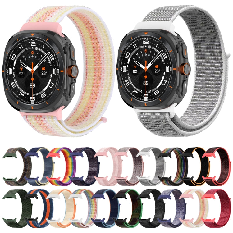 For Samsung Galaxy Watch Ultra 47mm Plastic Connector Nylon Loop Watch Band(Dark Green Orange) - Watch Bands by PMC Jewellery | Online Shopping South Africa | PMC Jewellery | Buy Now Pay Later Mobicred