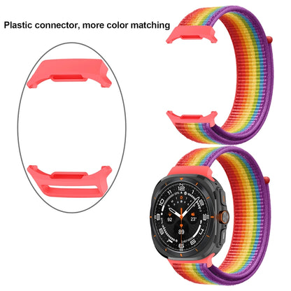 For Samsung Galaxy Watch Ultra 47mm Plastic Connector Nylon Loop Watch Band(Black Rainbow) - Watch Bands by PMC Jewellery | Online Shopping South Africa | PMC Jewellery | Buy Now Pay Later Mobicred