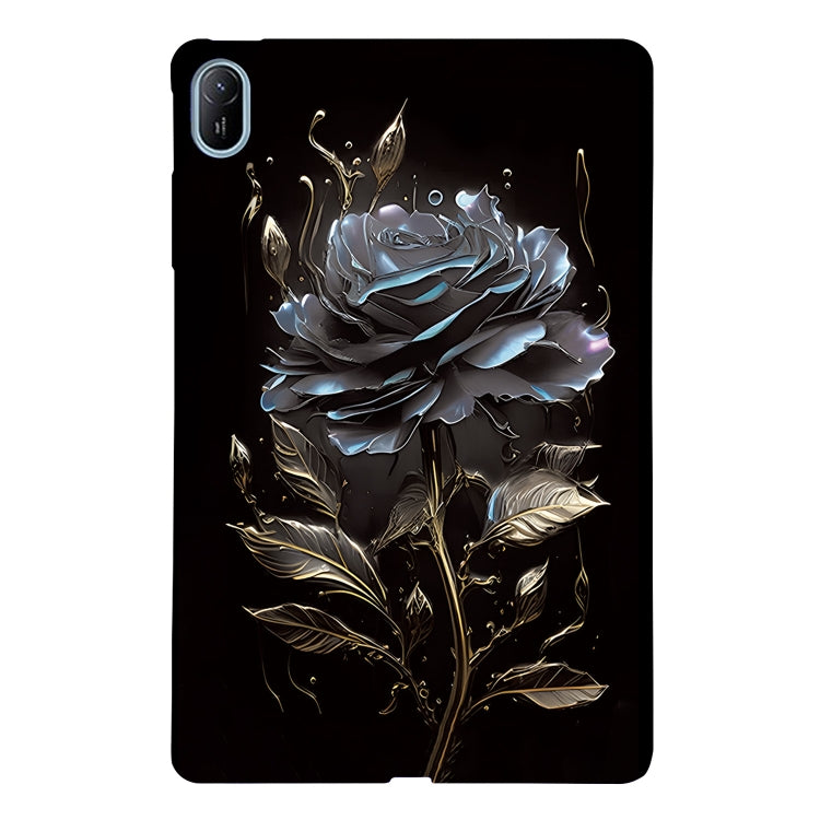 For Huawei MatePad SE 11 2024 Color Painting Pattern Smart Tablet TPU Case(Black Rose) - Huawei by PMC Jewellery | Online Shopping South Africa | PMC Jewellery | Buy Now Pay Later Mobicred