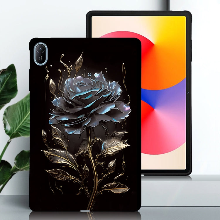 For Huawei MatePad SE 11 2024 Color Painting Pattern Smart Tablet TPU Case(Black Rose) - Huawei by PMC Jewellery | Online Shopping South Africa | PMC Jewellery | Buy Now Pay Later Mobicred