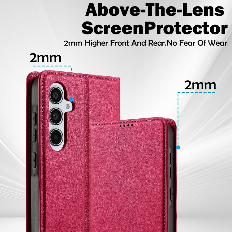 For Samsung Galaxy S24 FE 5G LC.IMEEKE L1 Series Frosted Fine Texture PU Phone Case(Red) - Galaxy S24 FE 5G Cases by LC.IMEEKE | Online Shopping South Africa | PMC Jewellery | Buy Now Pay Later Mobicred