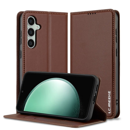 For Samsung Galaxy S24 5G LC.IMEEKE L1 Series Frosted Fine Texture PU Phone Case(Brown) - Galaxy S24 5G Cases by LC.IMEEKE | Online Shopping South Africa | PMC Jewellery | Buy Now Pay Later Mobicred