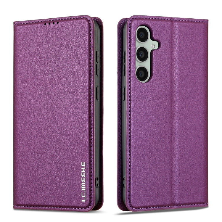 For Samsung Galaxy S24 5G LC.IMEEKE L1 Series Frosted Fine Texture PU Phone Case(Purple) - Galaxy S24 5G Cases by LC.IMEEKE | Online Shopping South Africa | PMC Jewellery | Buy Now Pay Later Mobicred