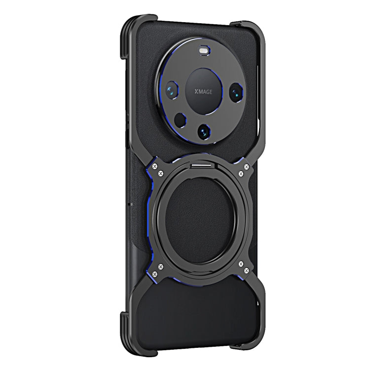 For Huawei Mate 60 Mechanical Arm Borderless MagSafe Holder Metal Phone Case(Black Blue) - Huawei Cases by PMC TechLife | Online Shopping South Africa | PMC TechLife | Buy Now Pay Later Mobicred