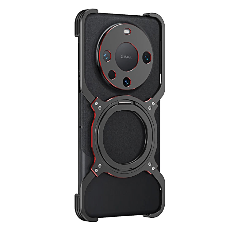 For Huawei Mate 60 Mechanical Arm Borderless MagSafe Holder Metal Phone Case(Black Red) - Huawei Cases by PMC TechLife | Online Shopping South Africa | PMC TechLife | Buy Now Pay Later Mobicred