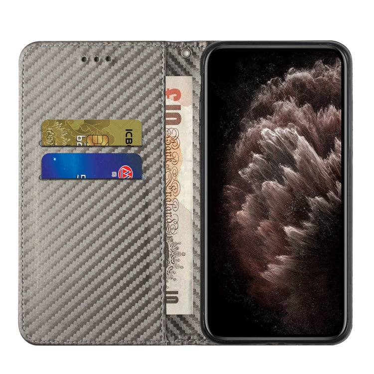 For iPhone 16 Pro Carbon Fiber Texture Magnetic Flip Leather Phone Case(Grey) - iPhone 16 Pro Cases by PMC TechLife | Online Shopping South Africa | PMC TechLife | Buy Now Pay Later Mobicred