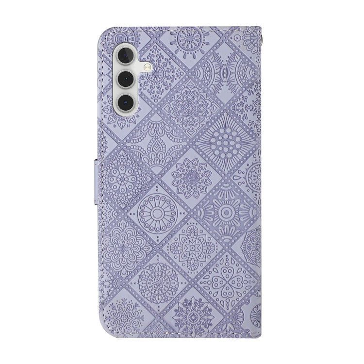 For Samsung Galaxy S25 5G Ethnic Style Embossed Pattern Leather Phone Case(Purple) - Galaxy S25 5G Cases by PMC Jewellery | Online Shopping South Africa | PMC Jewellery | Buy Now Pay Later Mobicred