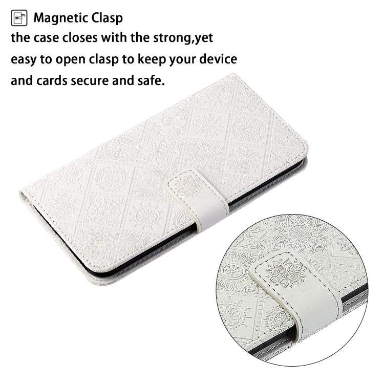 For Samsung Galaxy S25 Ultra 5G Ethnic Style Embossed Pattern Leather Phone Case(White) - Galaxy S25 Ultra 5G Cases by PMC Jewellery | Online Shopping South Africa | PMC Jewellery | Buy Now Pay Later Mobicred