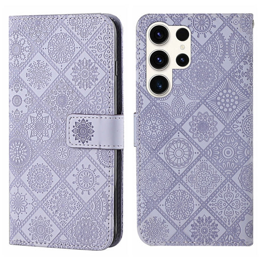 For Samsung Galaxy S25 Ultra 5G Ethnic Style Embossed Pattern Leather Phone Case(Purple) - Galaxy S25 Ultra 5G Cases by PMC Jewellery | Online Shopping South Africa | PMC Jewellery | Buy Now Pay Later Mobicred