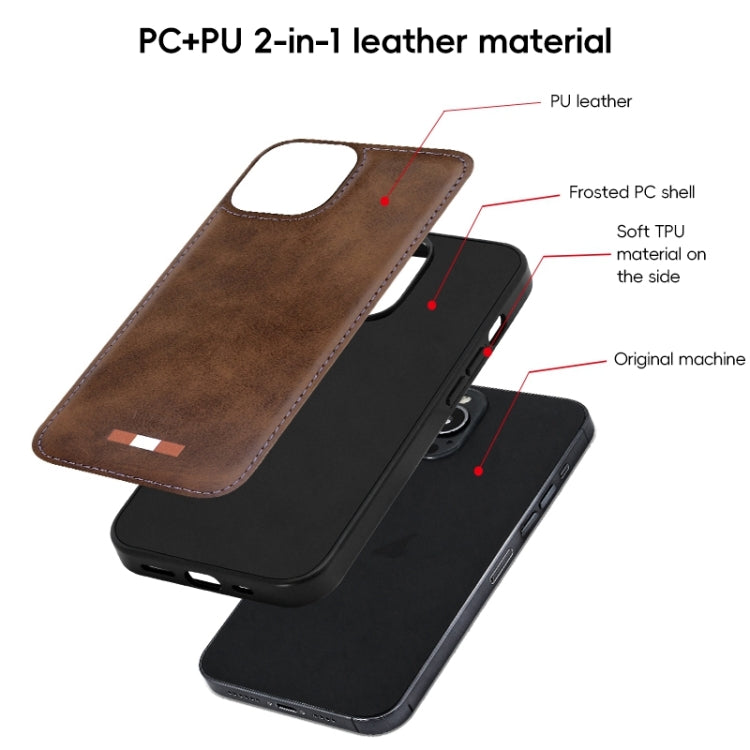 For iPhone 15 Pro Max VIETAO Plain Leather Stitching PU Phone Case(Brown) - iPhone 15 Pro Max Cases by VIETAO | Online Shopping South Africa | PMC Jewellery | Buy Now Pay Later Mobicred