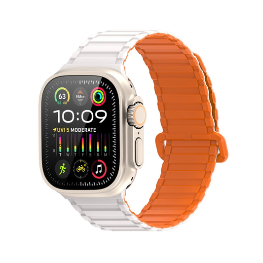 For Apple Watch Series 7 45mm DUX DUCIS KJ Series Magnetic Buckle Silicone Watch Band(Starlight Orange) - Watch Bands by DUX DUCIS | Online Shopping South Africa | PMC Jewellery | Buy Now Pay Later Mobicred