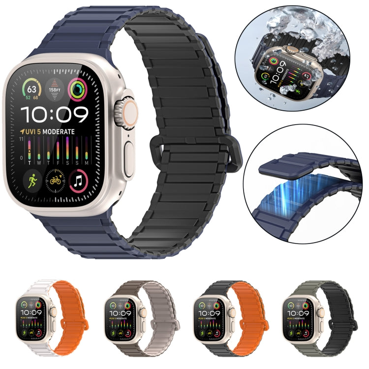 For Apple Watch Ultra 2 49mm DUX DUCIS KJ Series Magnetic Buckle Silicone Watch Band(Black Green) - Watch Bands by DUX DUCIS | Online Shopping South Africa | PMC Jewellery | Buy Now Pay Later Mobicred