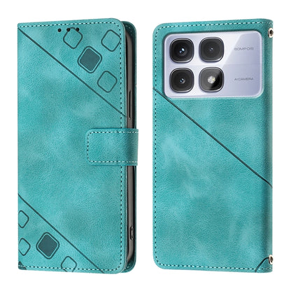 For Redmi K70 Ultra 5G Global Skin-feel Embossed Leather Phone Case(Green) - Xiaomi Cases by PMC Jewellery | Online Shopping South Africa | PMC Jewellery | Buy Now Pay Later Mobicred