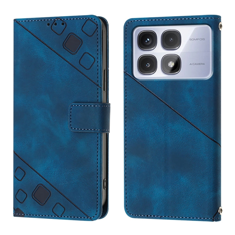 For Redmi K70 Ultra 5G Global Skin-feel Embossed Leather Phone Case(Blue) - Xiaomi Cases by PMC Jewellery | Online Shopping South Africa | PMC Jewellery | Buy Now Pay Later Mobicred