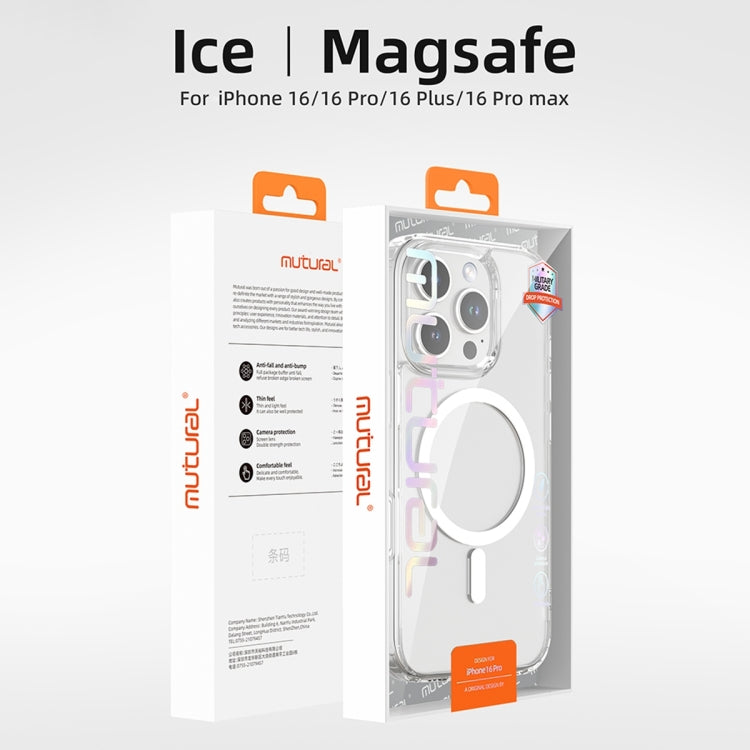 For iPhone 16 Mutural Ice Series MagSafe Magnetic TPU Phone Case(Transparent) - iPhone 16 Cases by Mutural | Online Shopping South Africa | PMC Jewellery | Buy Now Pay Later Mobicred