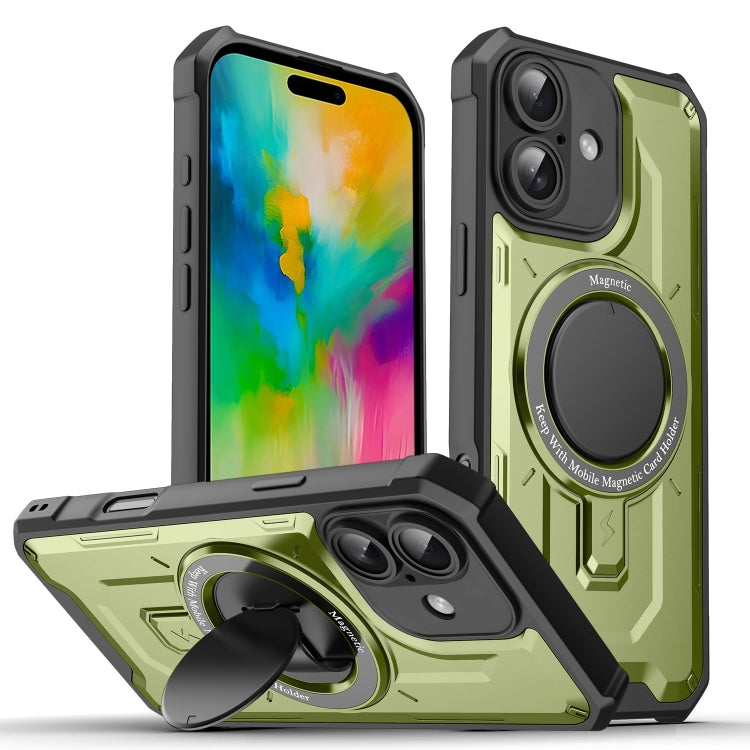 For iPhone 16 Plus Invisible Bracket MagSafe Magnetic Phone Case(Green) - iPhone 16 Plus Cases by PMC Jewellery | Online Shopping South Africa | PMC Jewellery | Buy Now Pay Later Mobicred